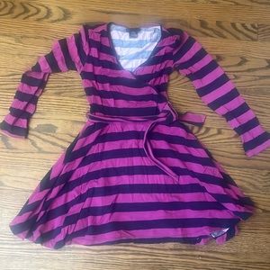 Flowers by Zoe - navy and pink striped wrap dress